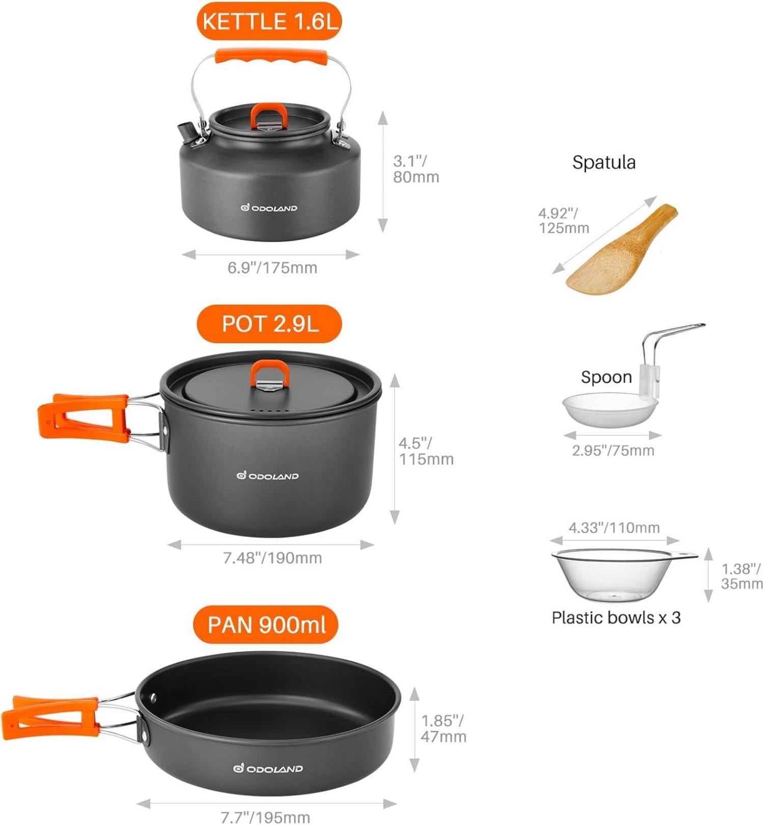 Camping Kochgeschirr Set 10tlg. Outdoor Geschirr Topf Bratpfanne Teekanne