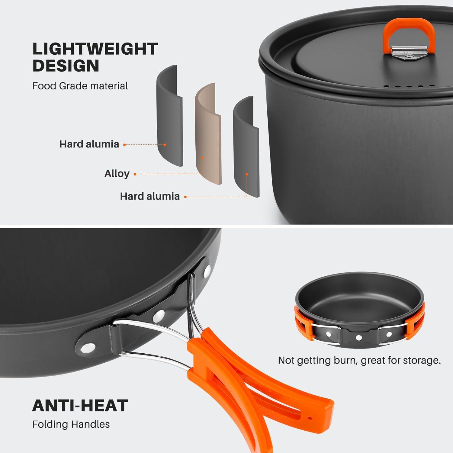 Camping Kochgeschirr Set 10 Teile Topf Pfanne Teekannen Outdoor Zum
