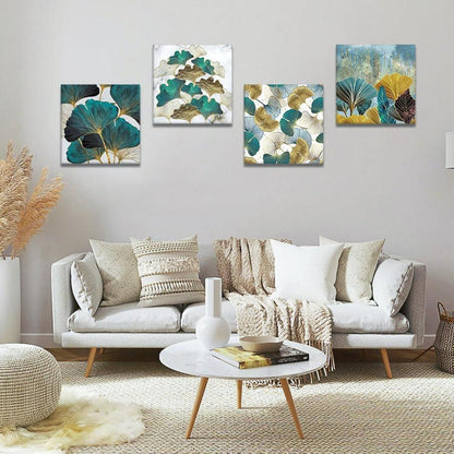 Leinwandbilder Ginkgo Biloba Blätter 4-teilig 30x30cm