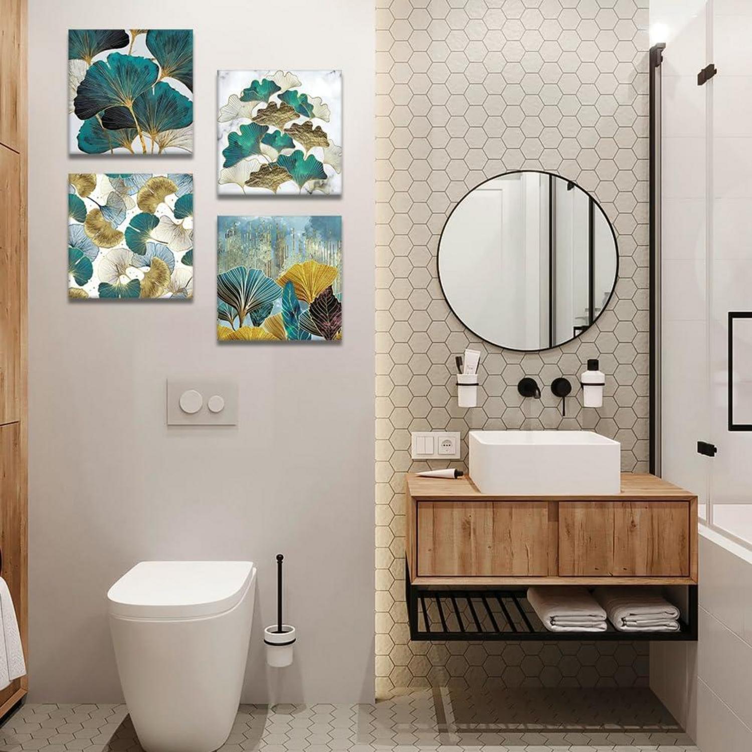 Leinwandbild Ginkgo Biloba Blätter 4-teilig 30x30 cm - Moderne Wanddekoration