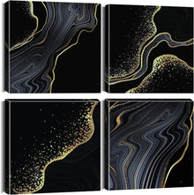 Moderne Leinwandbilder Marmor Schwarz Gold 30x30cm - 4-teilig