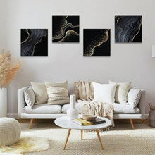 Moderne Leinwandbilder Marmor Schwarz Gold 30x30cm