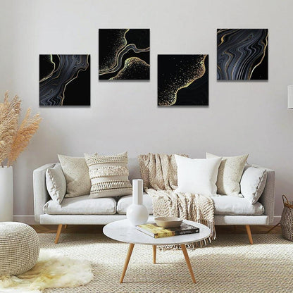 Moderne Leinwandbilder Marmor Schwarz Gold 30x30cm
