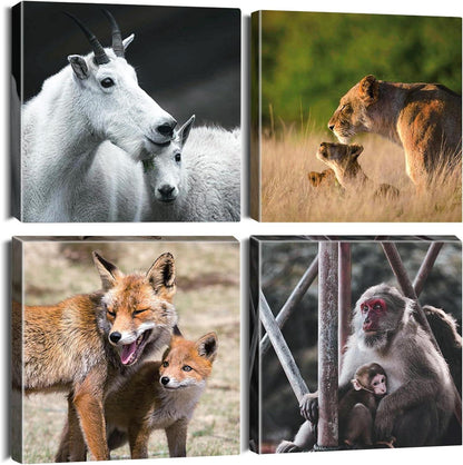 4-teiliges Leinwandbild Afrikanische Savanne Tiere 30x30cm