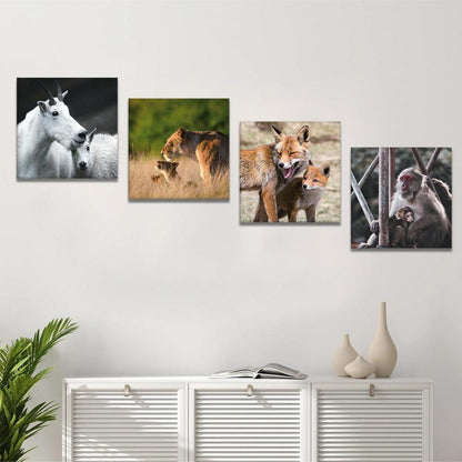 4-teiliges Leinwandbild Afrikanische Savanne Tiere 30x30cm