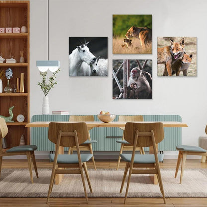 4er Set Leinwandbilder Tiere Afrikanische Savanne 30x30cm