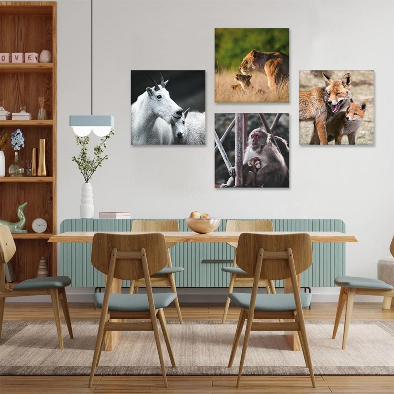 4er Set Leinwandbilder Tiere Afrikanische Savanne 30x30cm