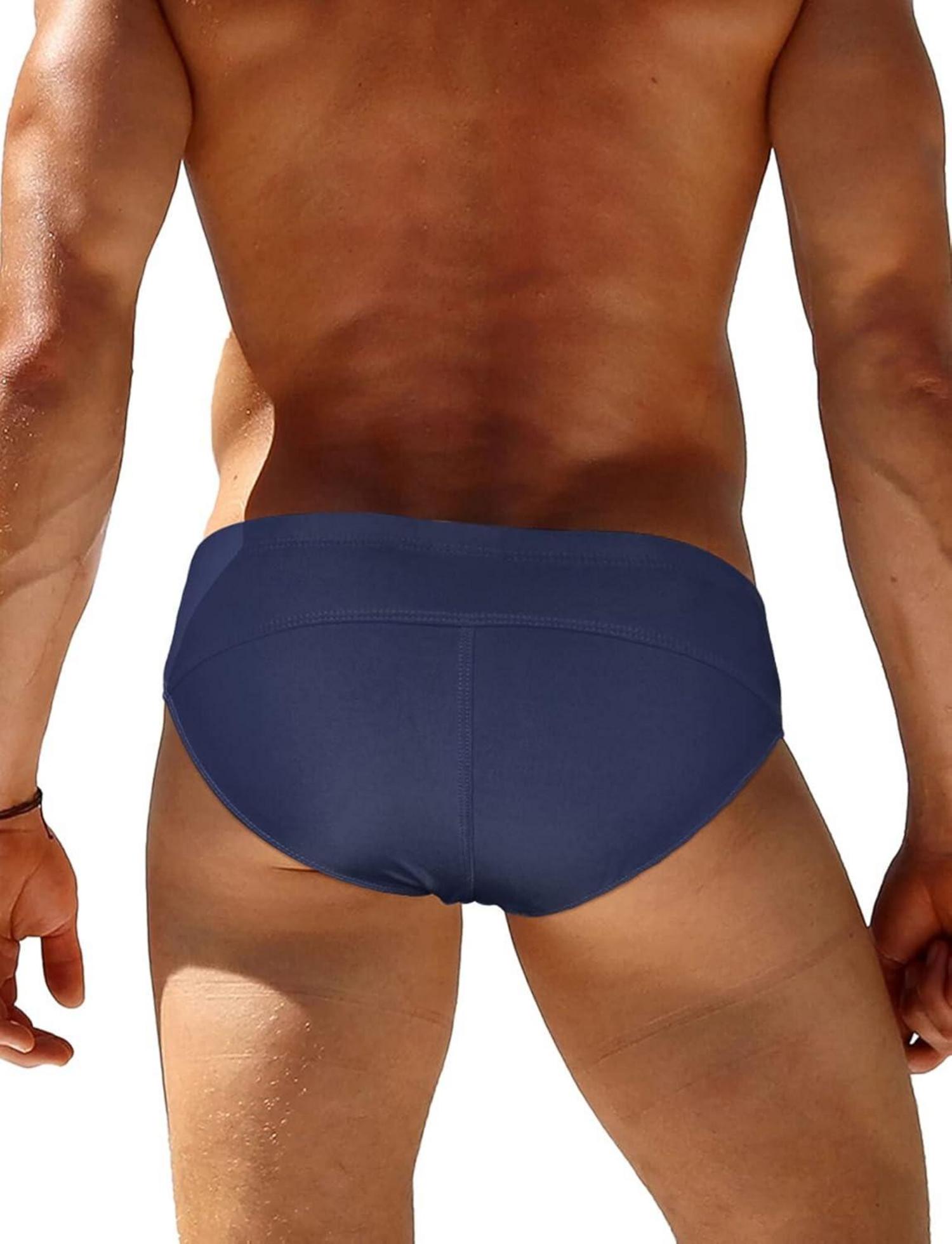 AIEOE Badehose Herren Eng Mini Metallschnallen Dunkelblau EU/US S-XL