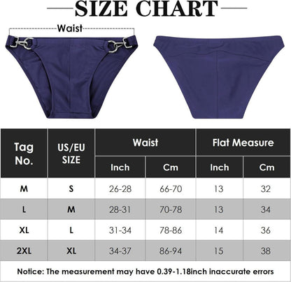 Sexy Herren Badehose Slip Schwimmhose Metallschnallen Dunkelblau EU/US S-XL