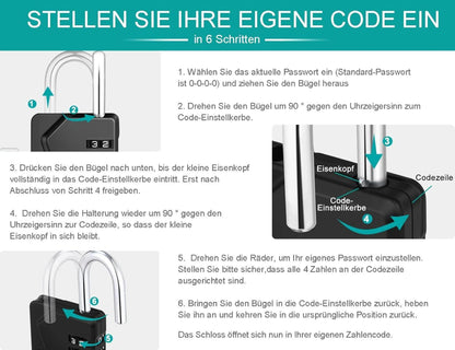 ZHEGE Zahlenschloss Vorhängeschloss 4 Stellig wetterfest Schule Fitnessstudio