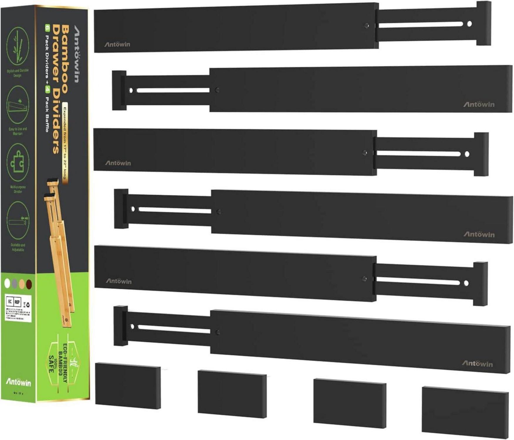Verstellbare Bambus Schubladentrenner 10er Set Organizer