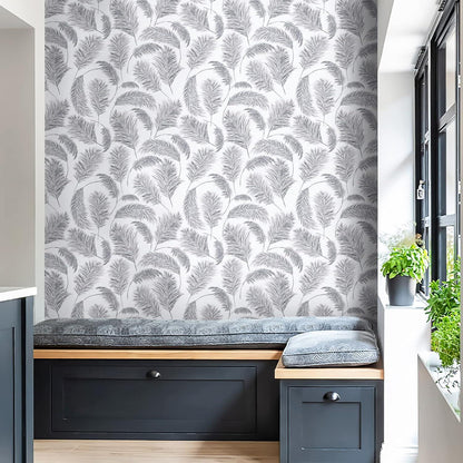 Selbstklebende Tapete Blatt 39×300cm Grau Vinyl Wohnzimmer