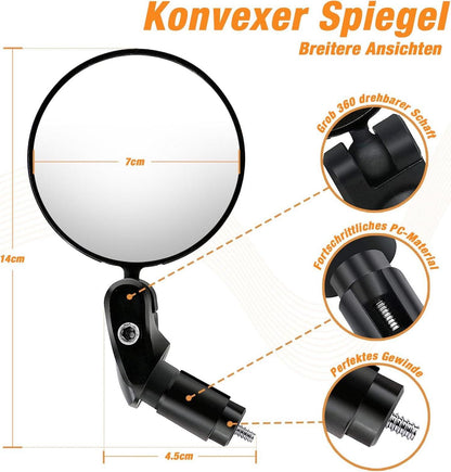 Fahrradspiegel Lenker 17.4-22mm Klappbar 360°Drehbar