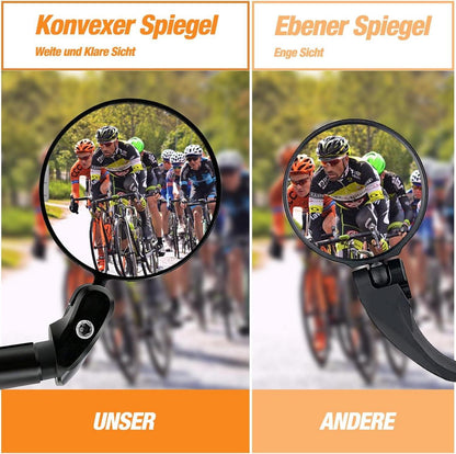 Fahrradspiegel Klappbar 360°Drehbar Rückspiegel Universal Weitwinkel