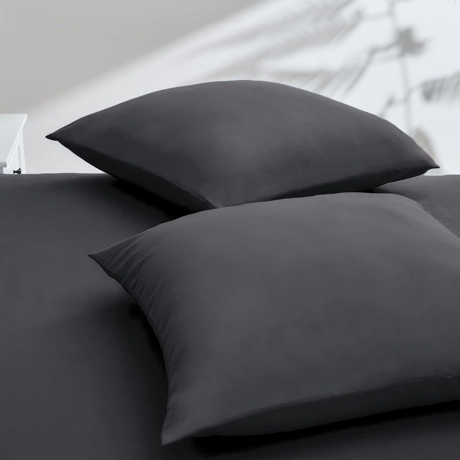 Vielit Kissenbezug 80x80 Anthrazit Mikrofaser 2er Set mit Reißverschluss OEKO-TEX Standard 100