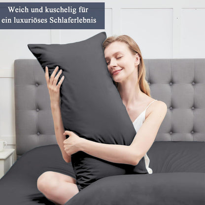 Kissenbezug 40x60 Anthrazit Mikrofaser 2er Set hypoallergen