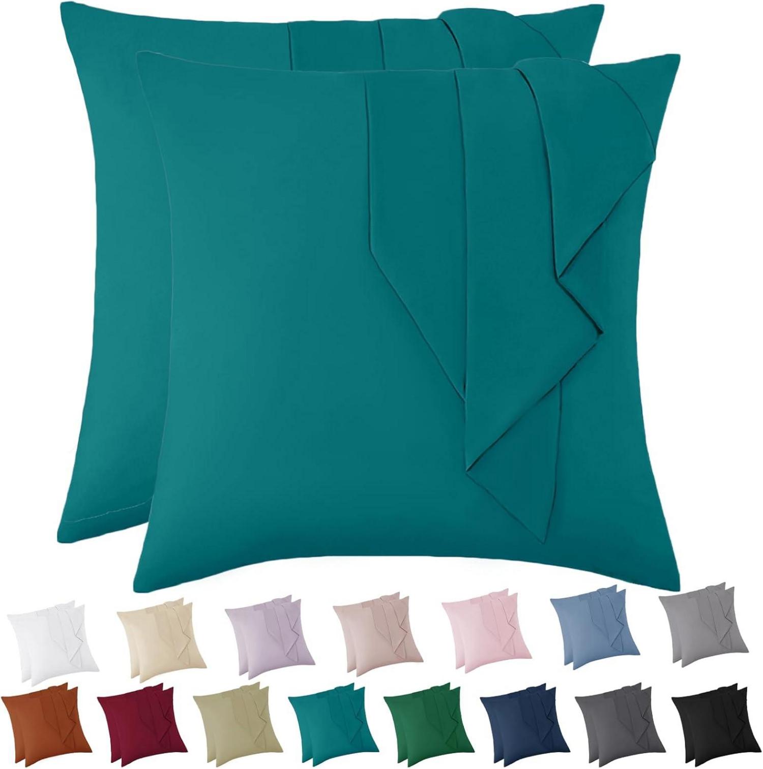 Kissenbezug 80x80 Mikrofaser 2er Set Petrol Öko-Zertifikat weich