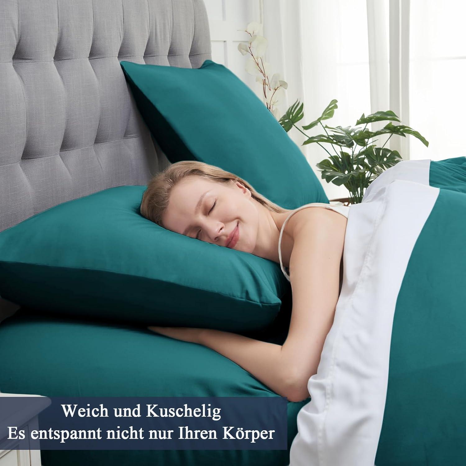 Kissenbezug 80x80 Petrol Mikrofaser 2er Set OEKO Resistent