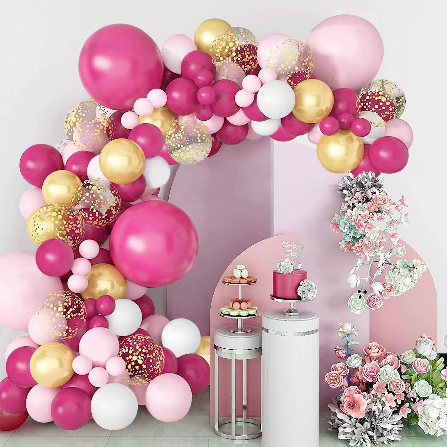 DIY Luftballon Girlande Rosa Weiß Gold, 127 Stück für