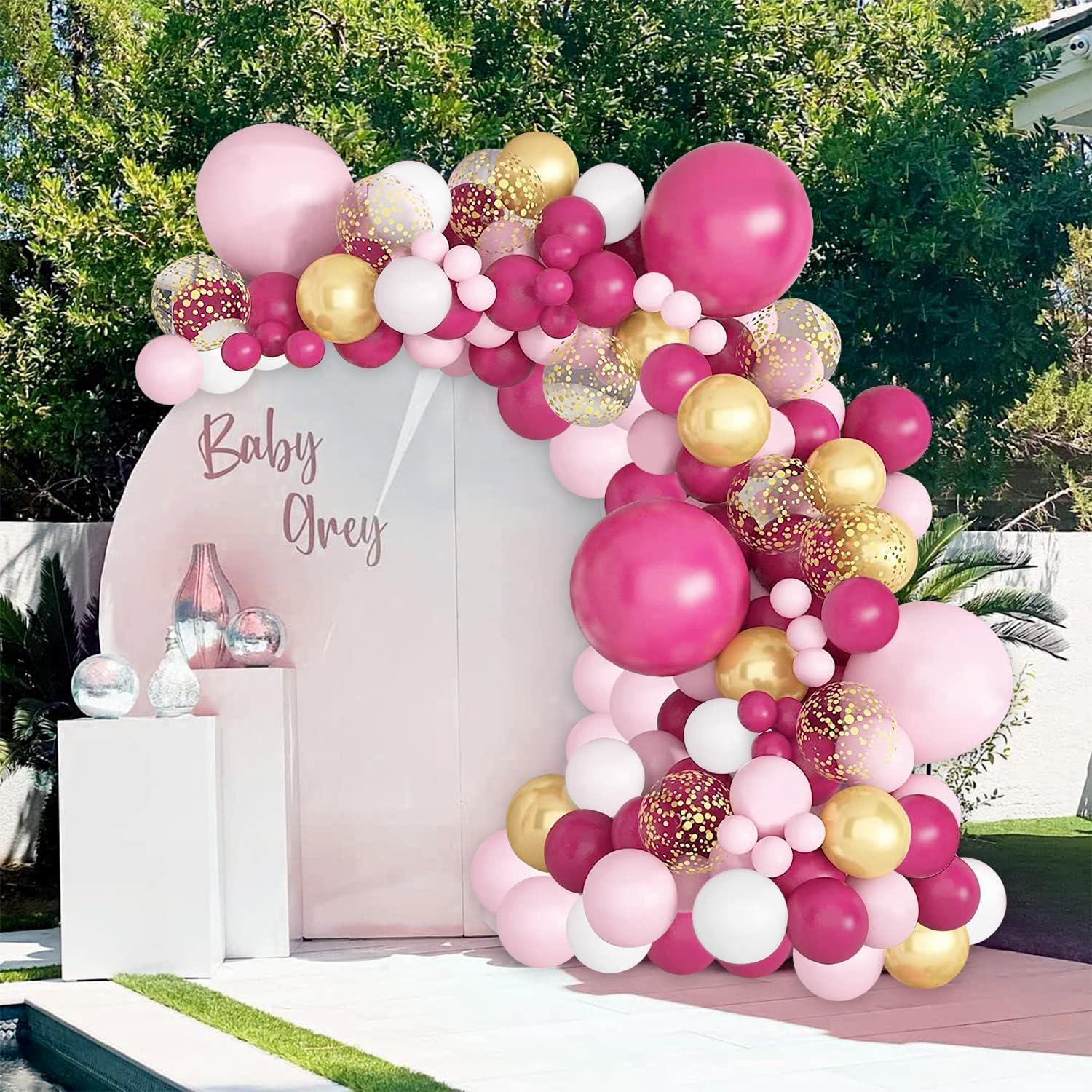 Luftballon Girlande Set Rosa Weiß Gold Konfetti - 127 Stück