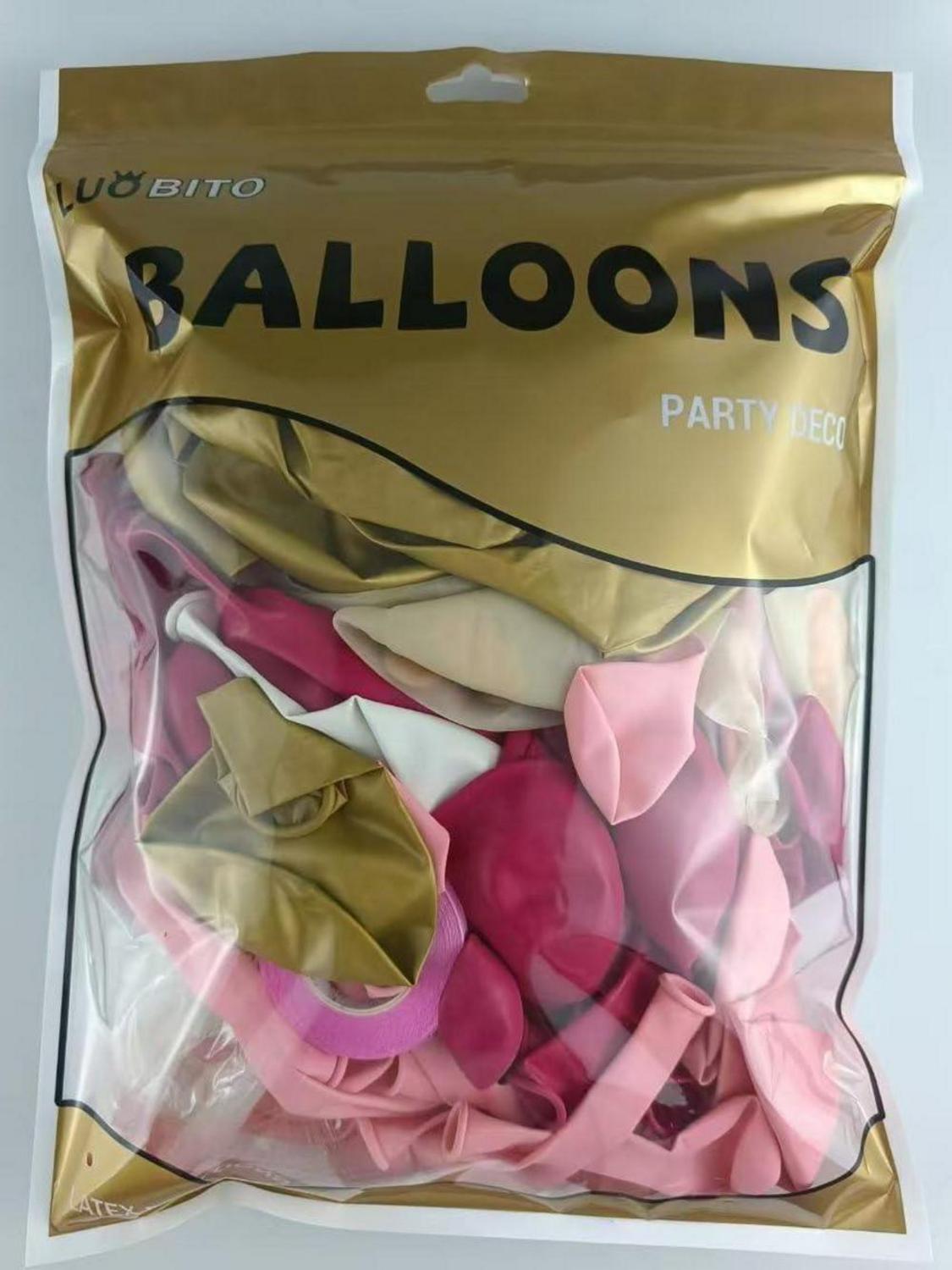 Luftballon Girlande Set Rosa Weiß Gold für Geburtstag Hochzeit Party