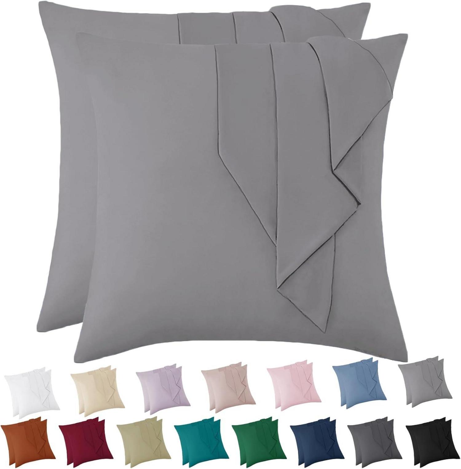Kissenbezug Set Mikrofaser Grau 80x80 2er Pack OEKO-TEX Standard