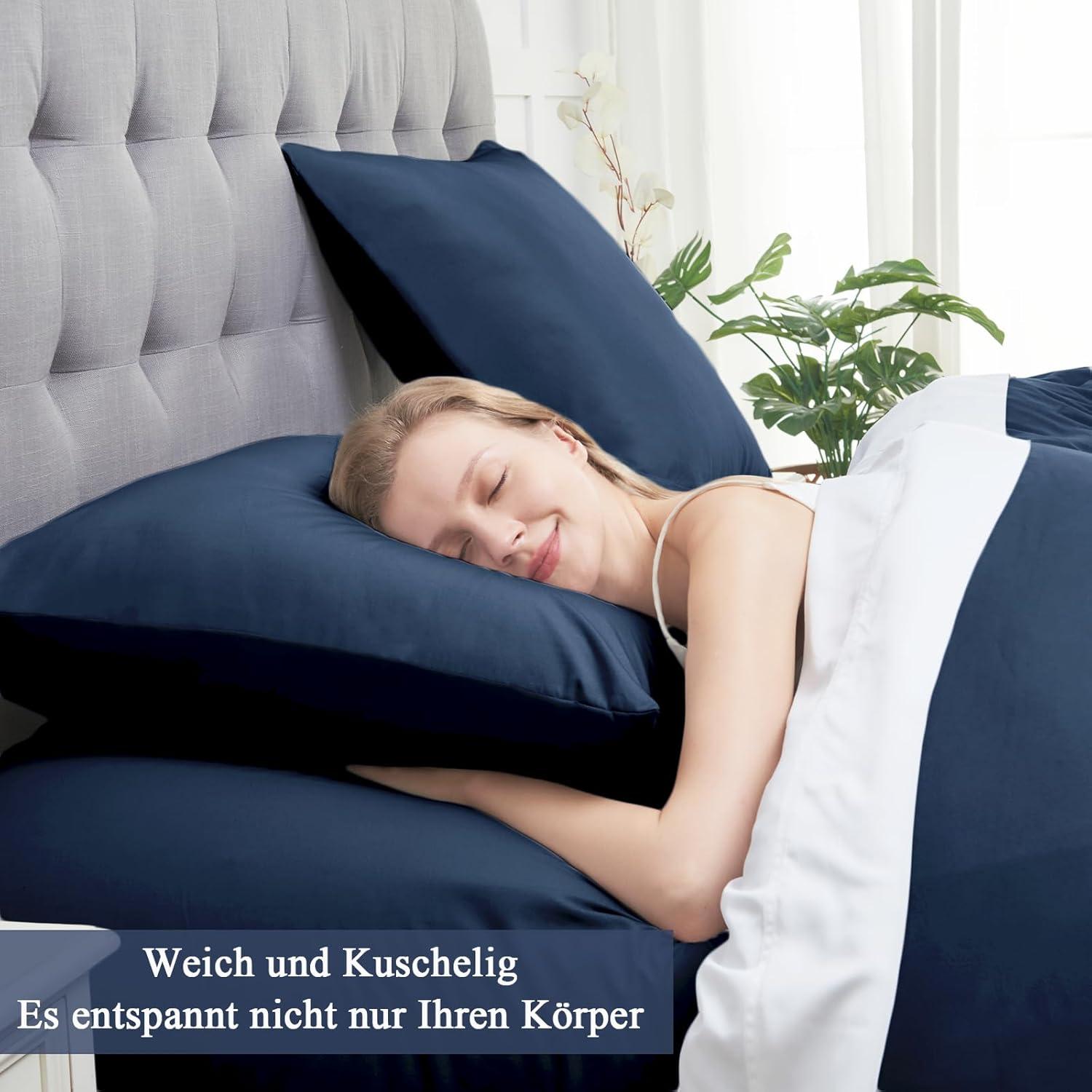 Mikrofaser Kissenbezug 80x80 Dunkelblau 2er Set