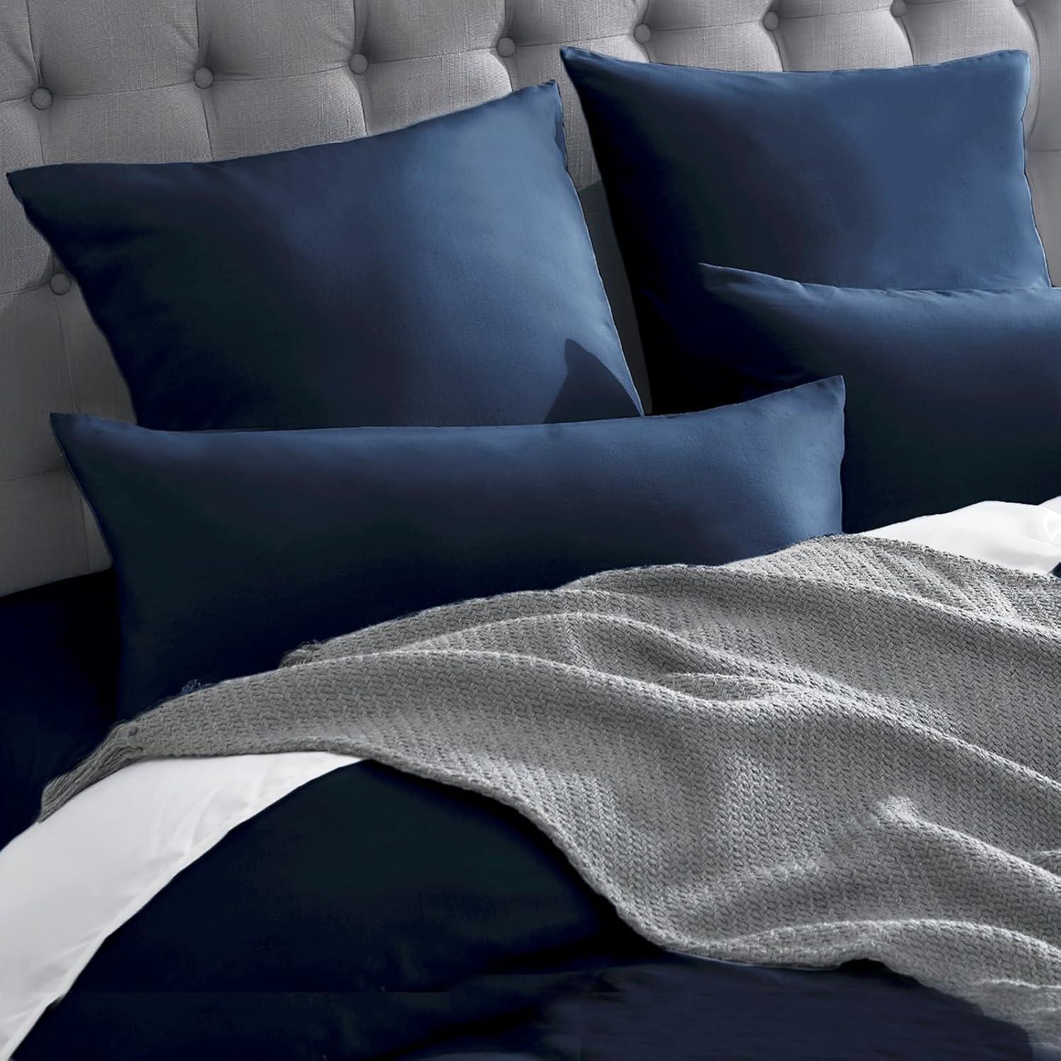 Kissenbezug 80x80 Dunkelblau Mikrofaser 2er Set Pillowcase