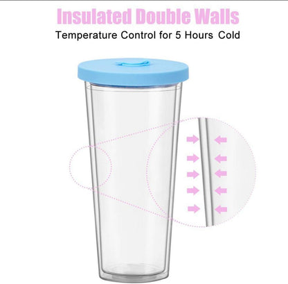 Bubble Tea Becher 24oz mit Deckel und Strohhalm, 2er Pack Smoothie Tumbler