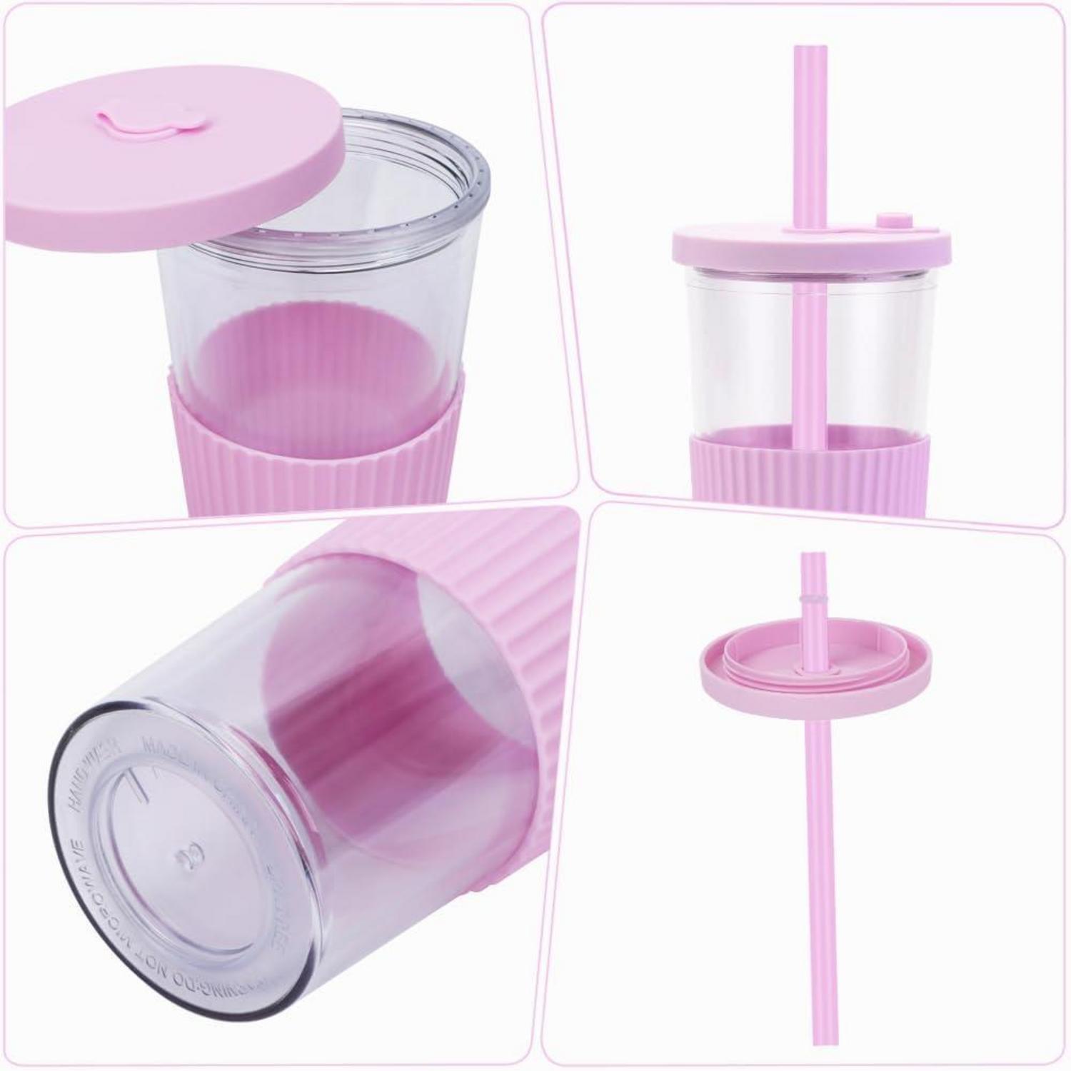 Bubble Tea Becher 24oz mit Deckel und Strohhalm, 2er