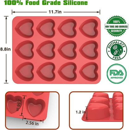 Silikon Herzform Backform für 12 Muffins, 2 Stück Antihaft Muffinform