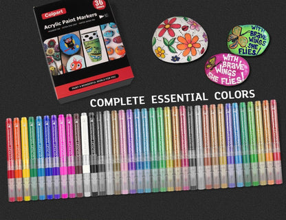 Acrylstifte für Steine Wasserfest Multimarker 0,7mm 36 Farben