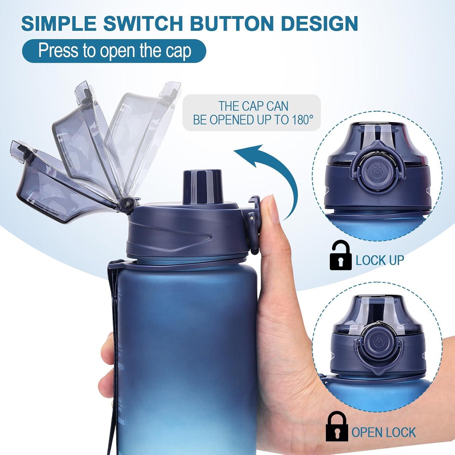 Sport Trinkflasche 1L BPA frei Tritan Wasserflasche auslaufsicher Fitnessstudio Schule OutdoorBÜro Blau Grün