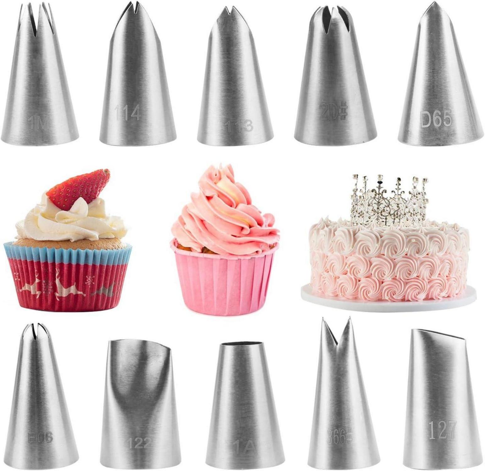 Spritztüllen Set Edelstahl 10 Stück Groß Kuchendekoration Mixing Düsen