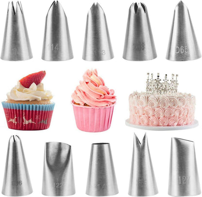 Spritztüllen Set Edelstahl 10 Stück Groß Kuchendekoration Mixing Düsen