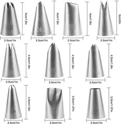 Spritztüllen Set 10 Stück Edelstahl Tüllen Kuchenspritzdüsen