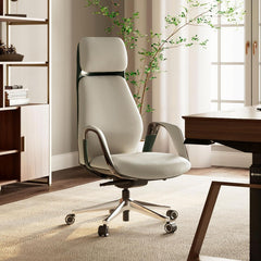 EUREKA ERGONOMIC Chefsessel Bürostuhl Nappaleder Cremefarben