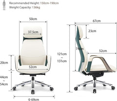 Ergonomischer Bürostuhl Chefsessel aus Echtleder, Business Lift