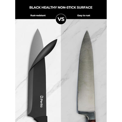 7 TLg Messerblock mit Messer Edelstahl Schwarz Küchenmesser