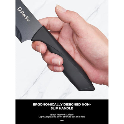 7 TLg Messerblock mit Messer Edelstahl Schwarz Küchenmesser