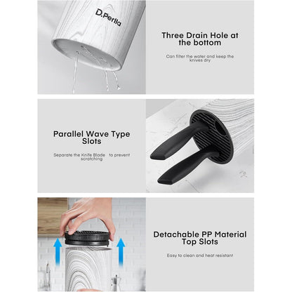 7 TLg Messerblock mit Messer Edelstahl Schwarz Küchenmesser