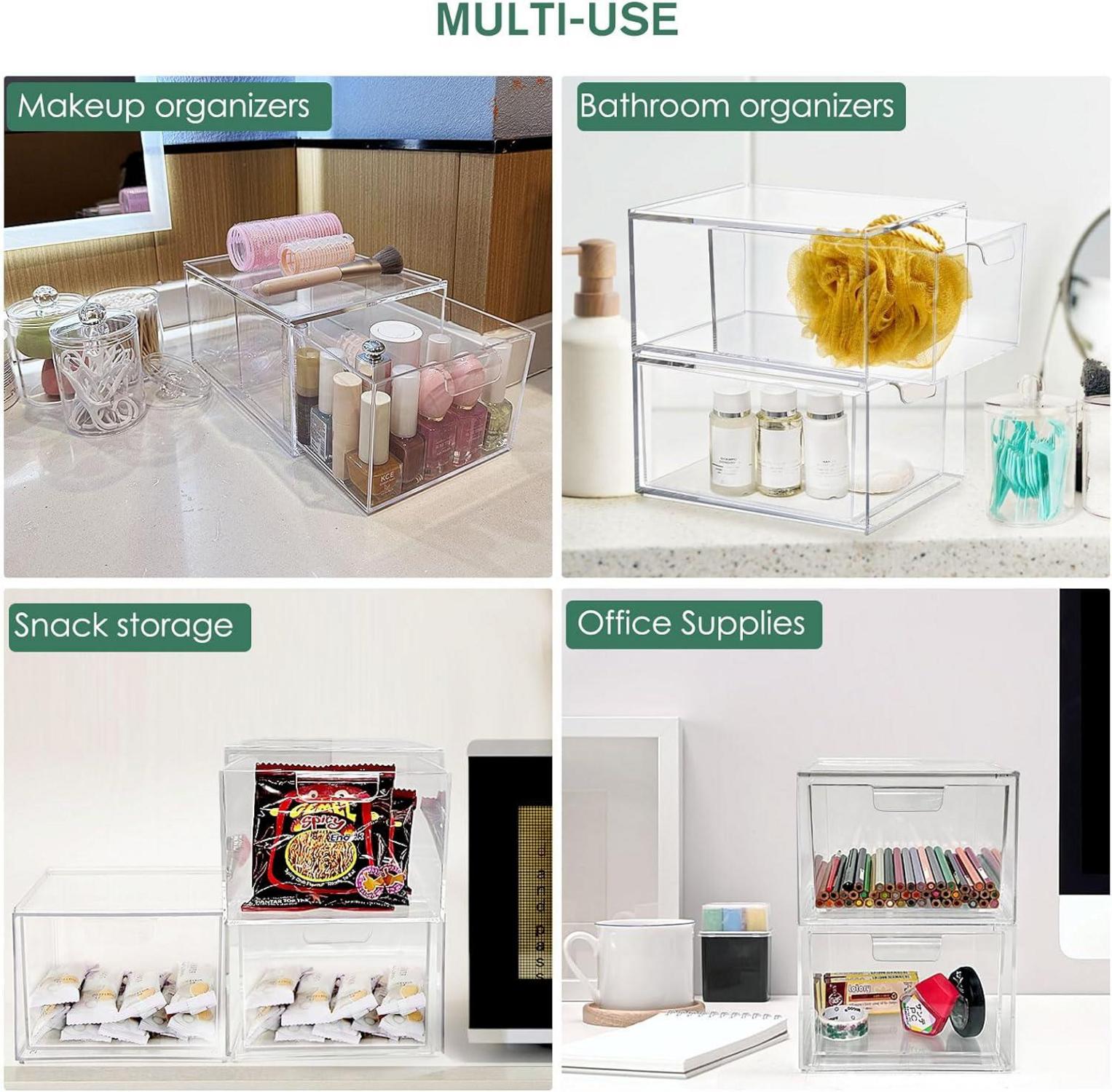 Acryl Make-up Organizer mit Schubladen Stapelbar 3er Set