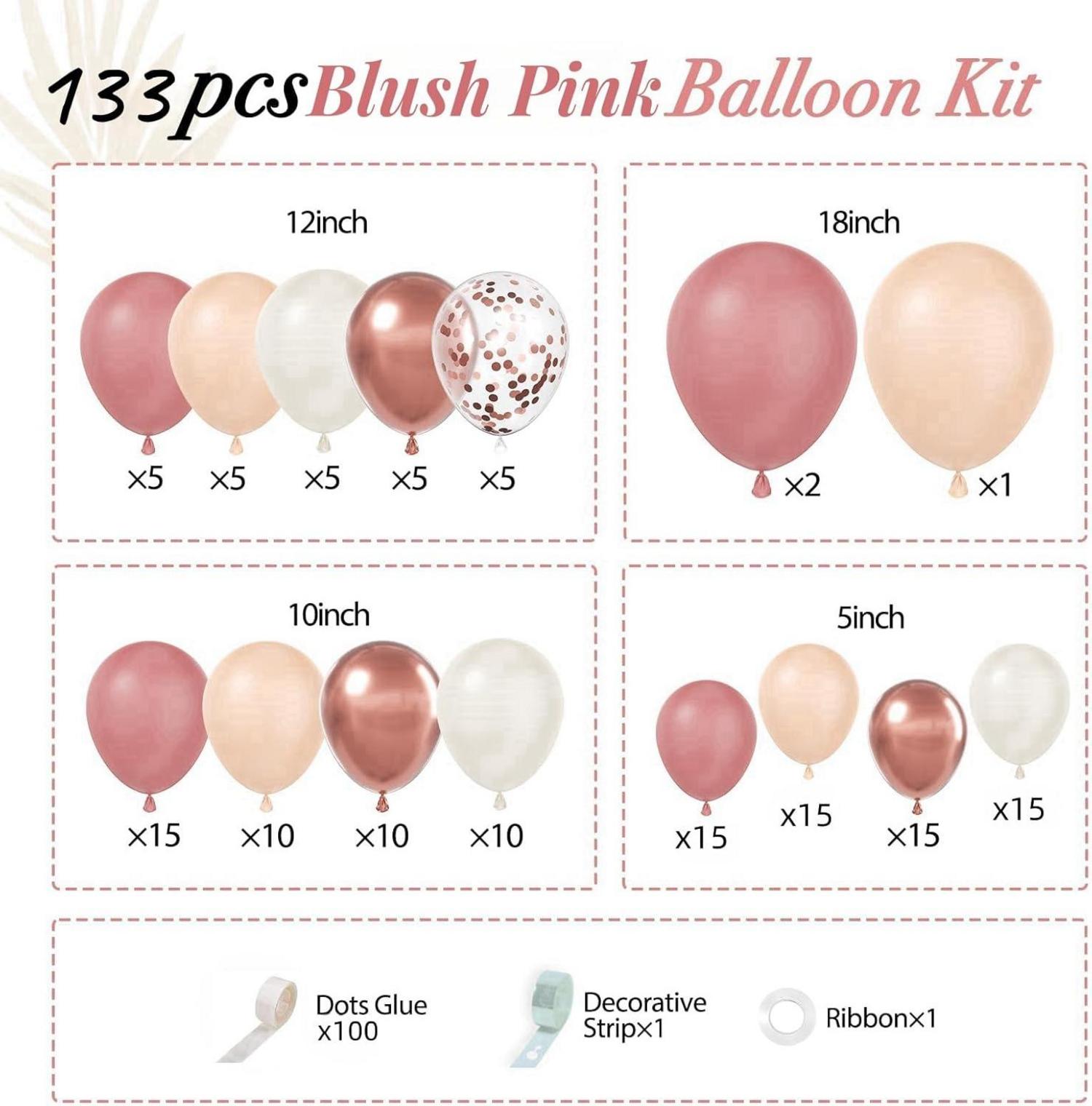 DIY Luftballon Girlande Set 133-teilig Pastell Metallic Rosegold