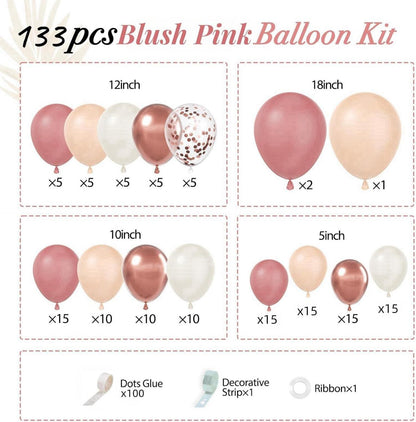 DIY Luftballon Girlande Set 133-teilig Pastell Metallic Rosegold