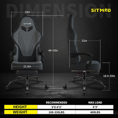 Ergonomischer Gaming Stuhl mit Fußstütze und