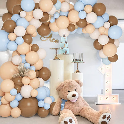 Luftballon Girlande Blau Braun Set 147 Stück für Party Hochzeit Baby