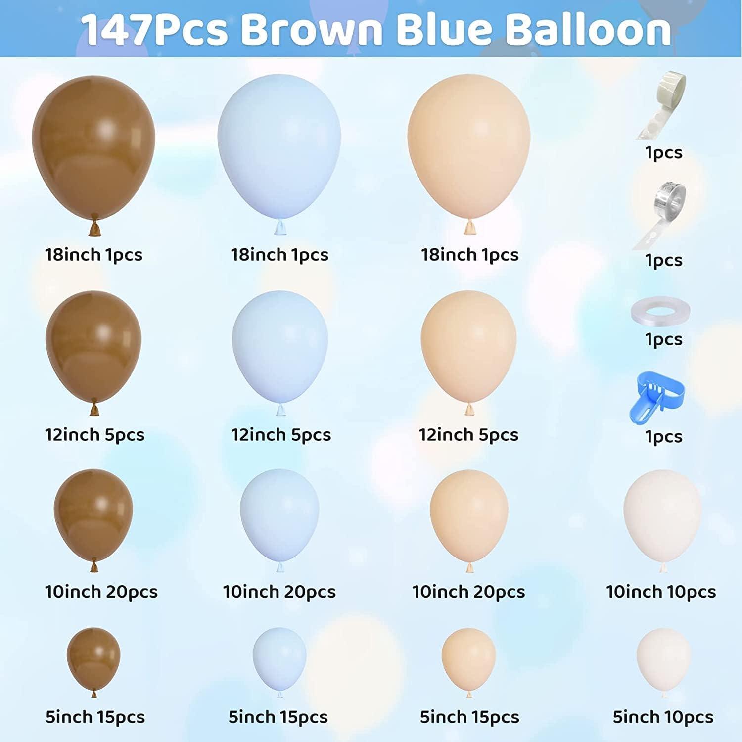 Luftballon Girlande Braun Blau Babyshower Hochzeit Party 147 Stück
