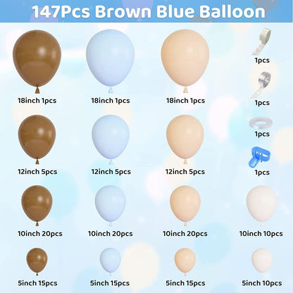 Luftballon Girlande Braun Blau Babyshower Hochzeit Party 147 Stück