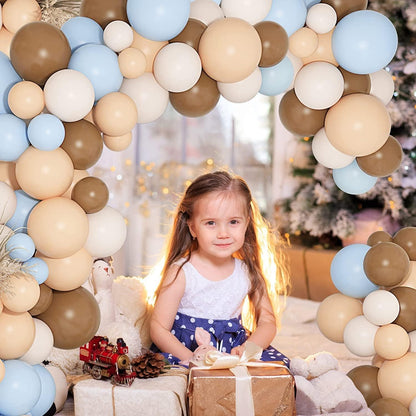 DIY Ballonbogen Set 147 Stk Braun Blau Kaffee Pastell Neutral Baby Shower