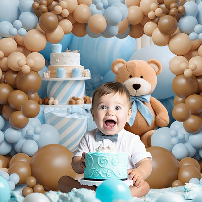 Luftballon Girlande Braun Blau 147 Stück Boho Neutral Gender Reveal